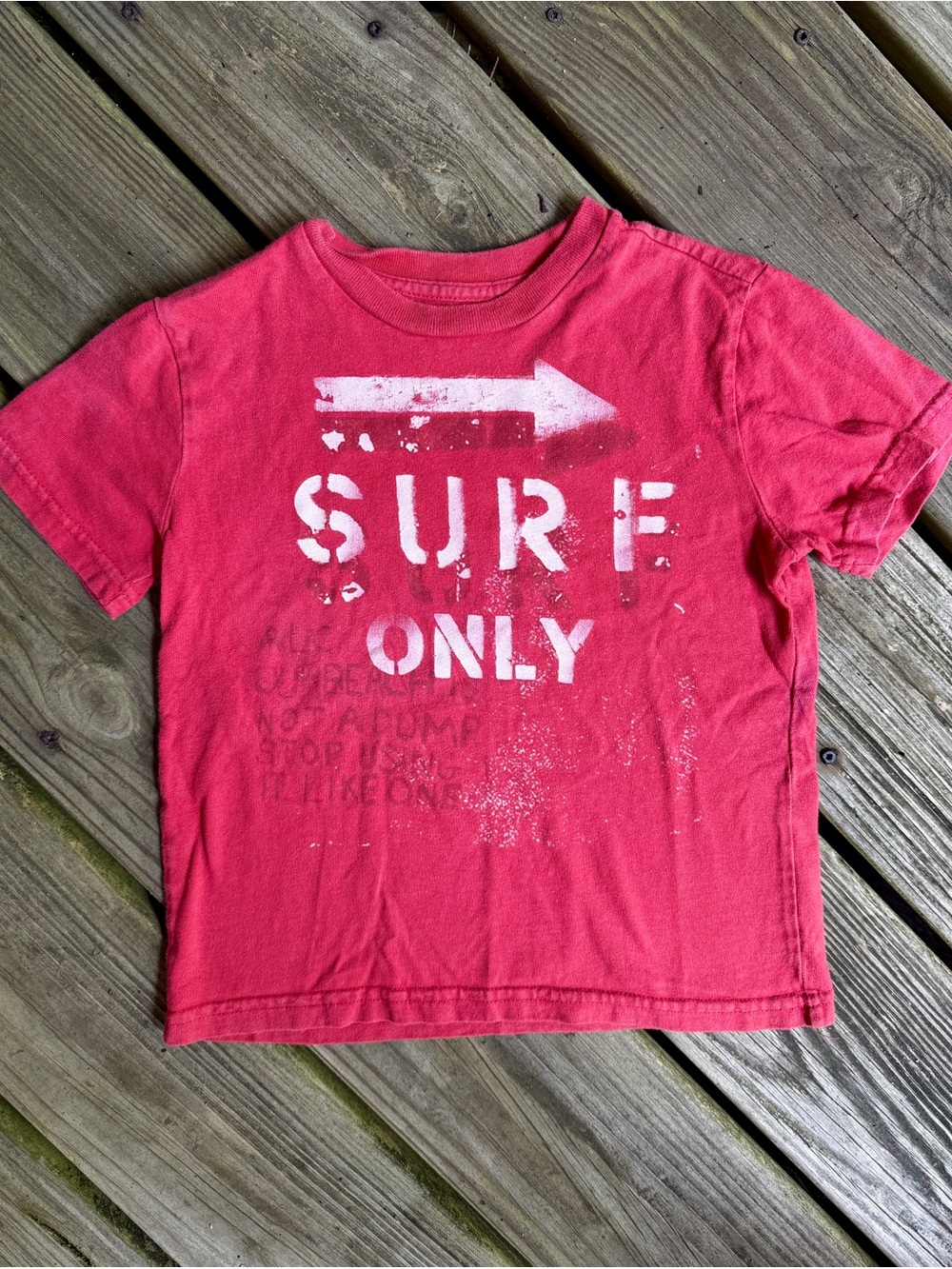 American Living Boys Red Surf Only Graphic Cotton Tee Shirt Size 6